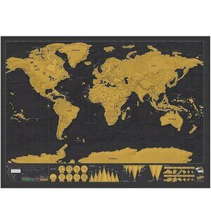 Luckies Deluxe Edition Scratch Off World Map Travel Poster 32x23 Black & Gold
